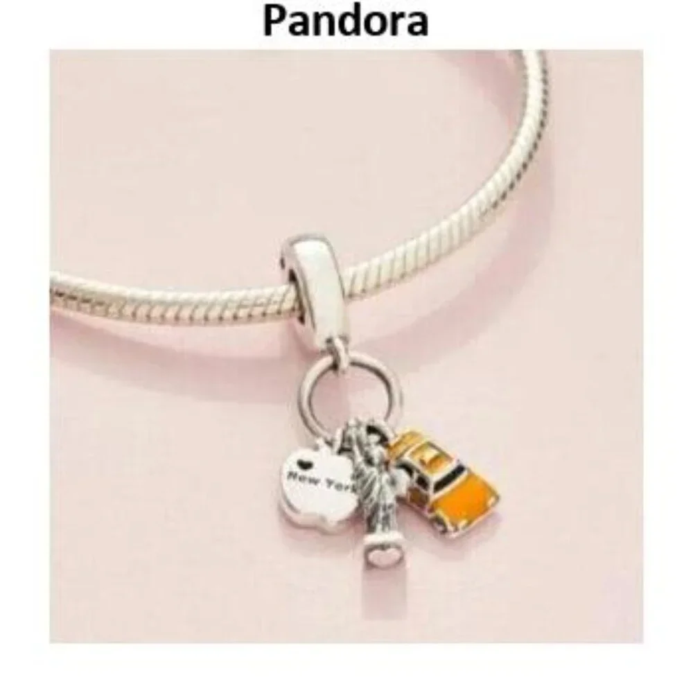 Pandora Silver and Orange Charm Bracelet